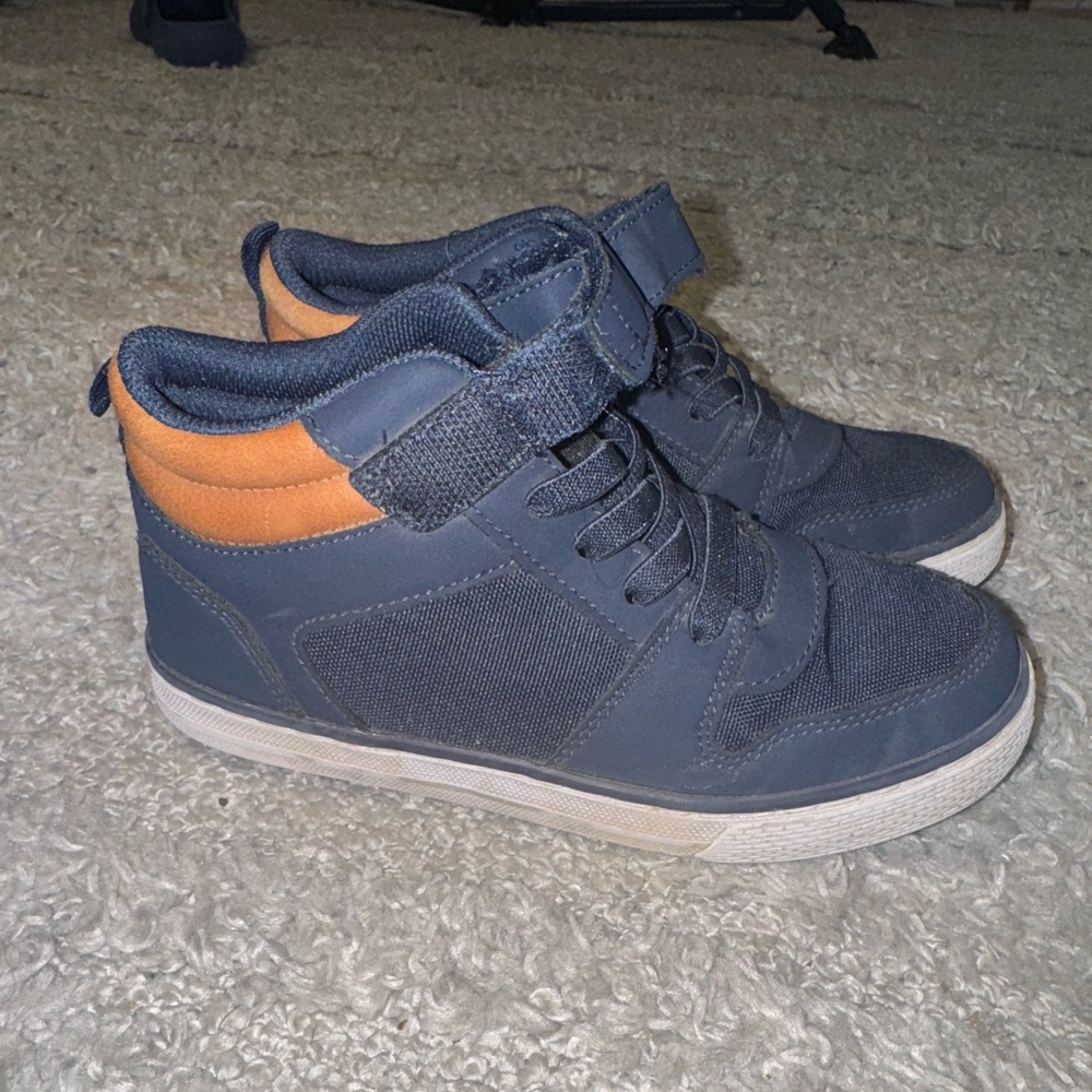 Navy and Tan High-Top Sneakers